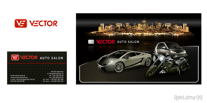 Vector Auto Salon - projekt logo firmowego, strony internetowej, wizytówki